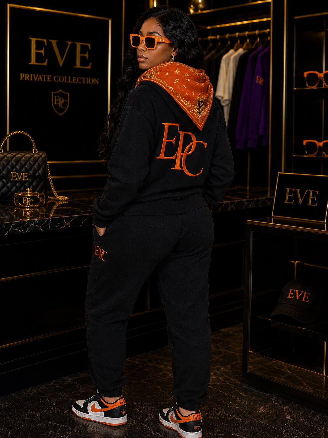 EPC Signature Hoodie | Obsidian Black | Burnt Orange