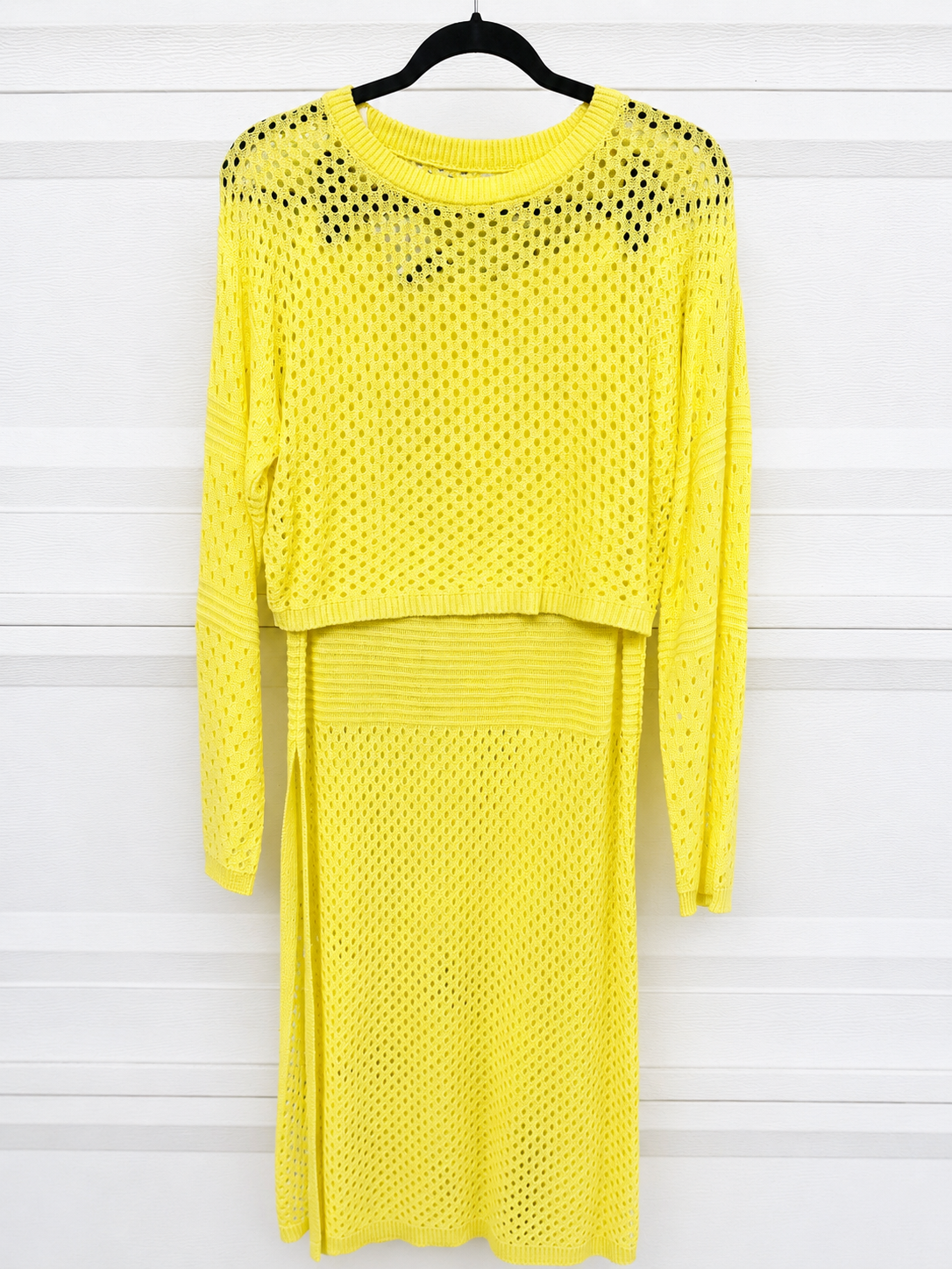House Open-Knit Cropped Top & Maxi Skirt Set