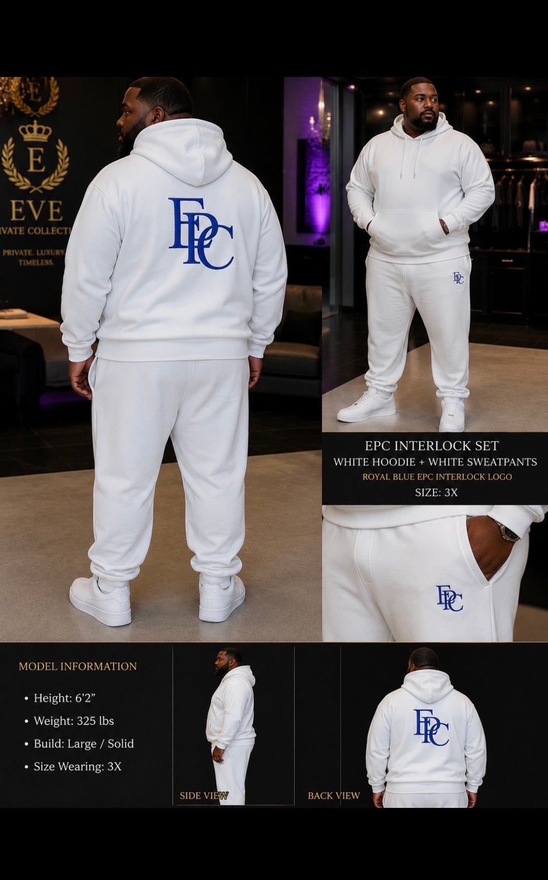 EPC Signature Hoodie | White & Royal Blue