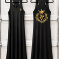 EPC House Crest Maxi Dress – Black & Antique Goldo