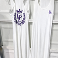 EPC House Crest Maxi Dress – White & Deep Amethyst