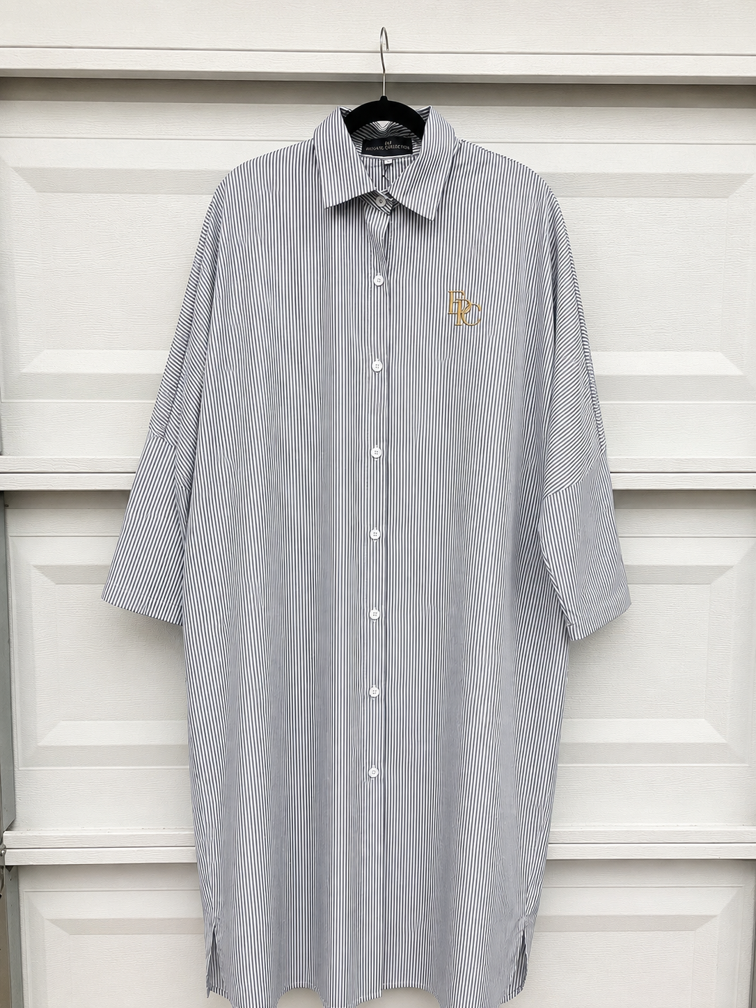 EPC Signature Pinstripe Shirt Dress – Obsidian Black & Optic White