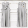 EPC Signature Hooded Maxi Dress – Stone Gray & Antique Gold
