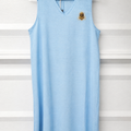 EPC House Crest V-Neck Maxi Dress – Light Blue & Antique Gold