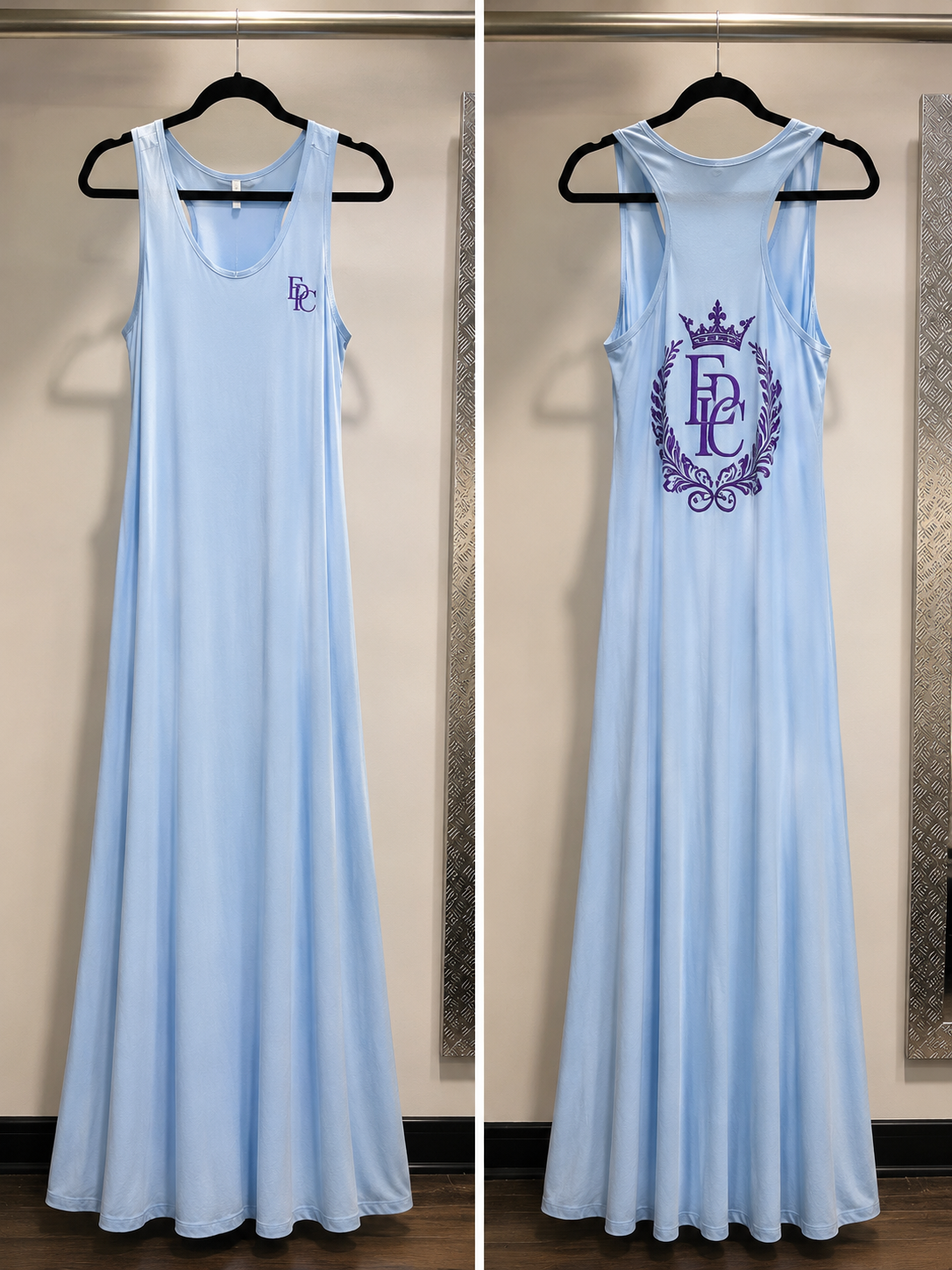 EPC House Crest Maxi Dress – Light Blue & Deep Amethyst