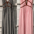 House Striped Cutout Halter Maxi Dress