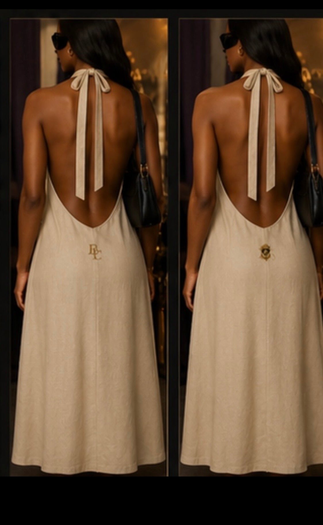EPC Signature Open-Back Halter Maxi Dress – Ivory Crème